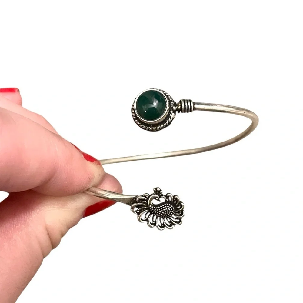 Green Onyx Silver Cuff Bracelet